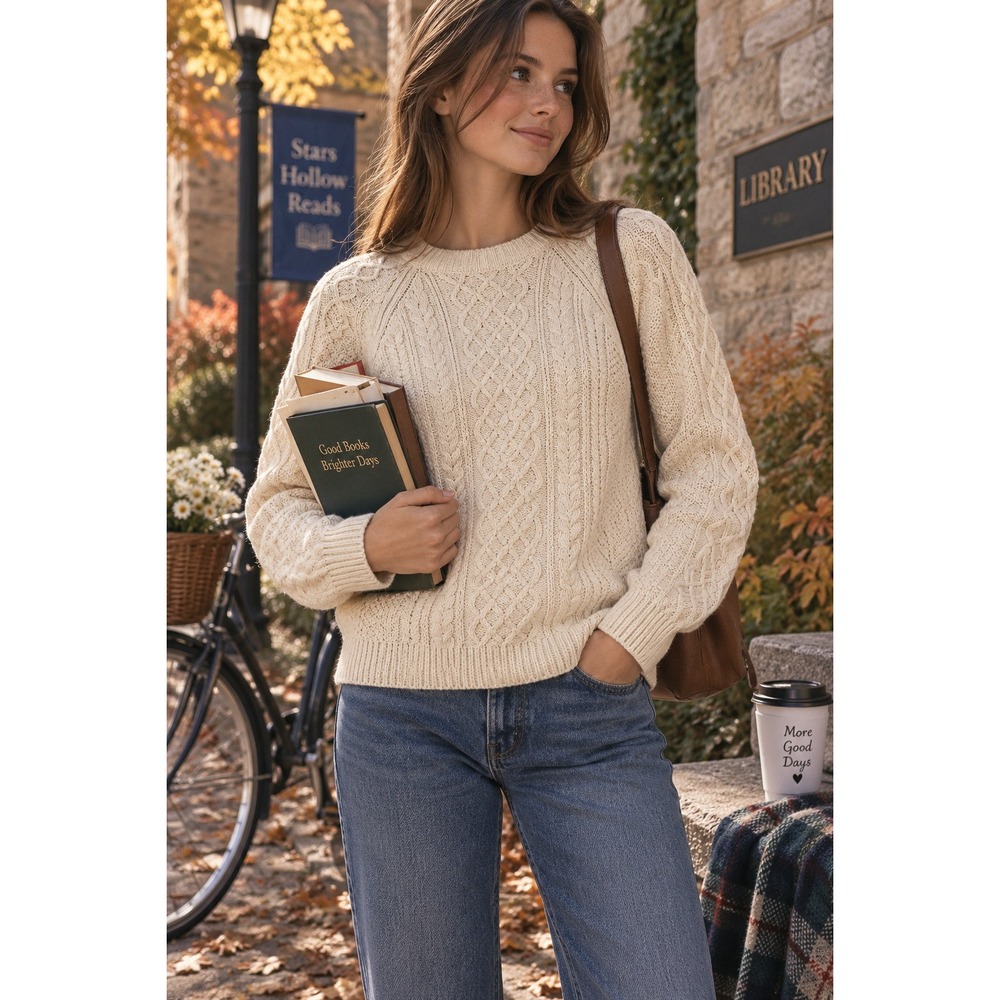 Gap Cable Knit S Cream Quiet Luxury Sweater Rory Fisherman Coastal Grandmacore
